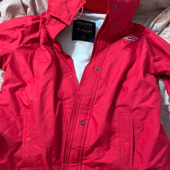Hollister Jackets & Blazers - red hollister coat!!